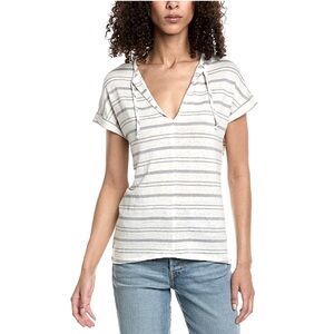 Chaser EUC Jersey Oversized Drop-Shoulder Linen-Blend Striped Top, Size M